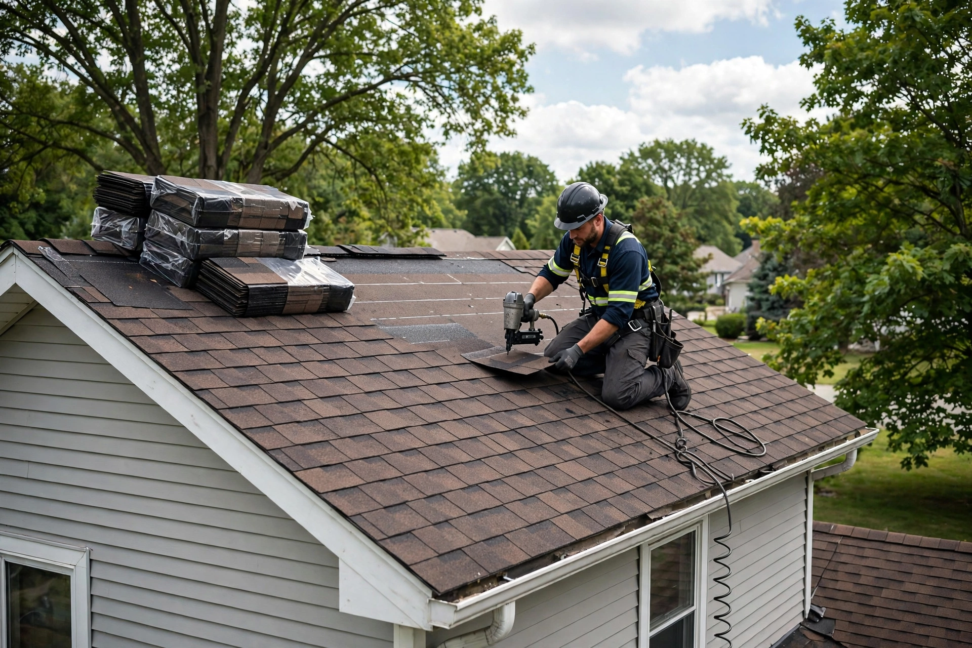Roofer tracing a leak source in a State College, PA attic